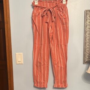 Thread & Supply Coral Striped Cropped Pants